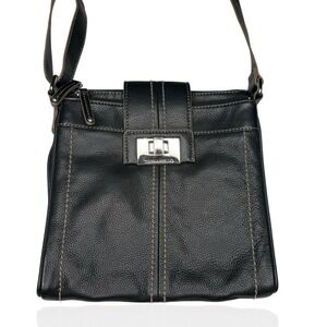 Tignanello‎ Leather Crossbody Vintage Black Bag Organizer Shoulder Purse